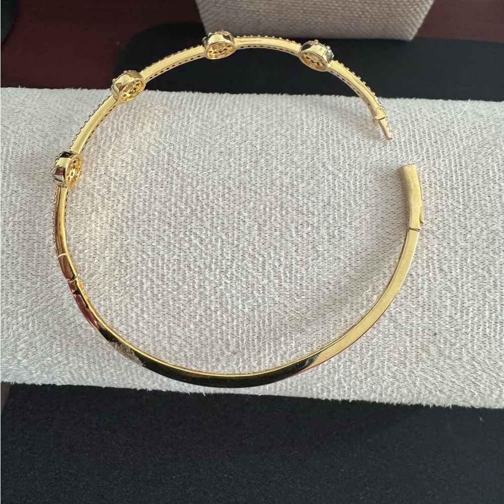 Elegant Gold  Bracelet with Sparkling Round Diamonique Crystal Round Accents - Picture 4 of 13